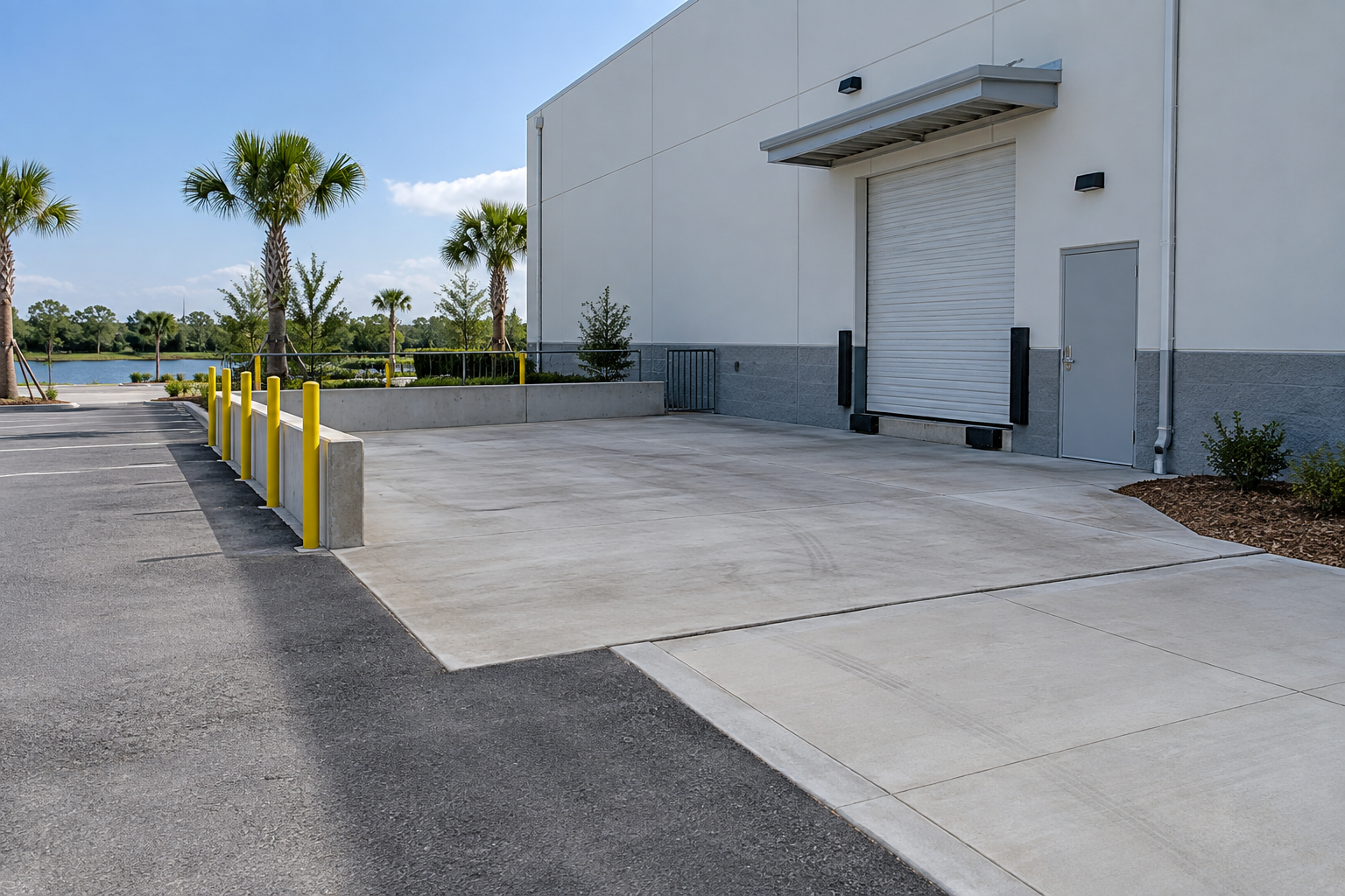 Commercial concrete service pad and access area